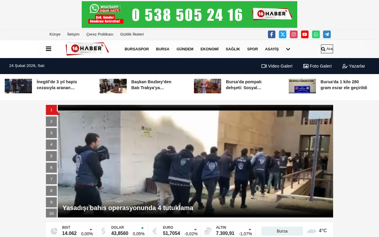 16haber.com web sitesi ekran görüntüsü - Haber