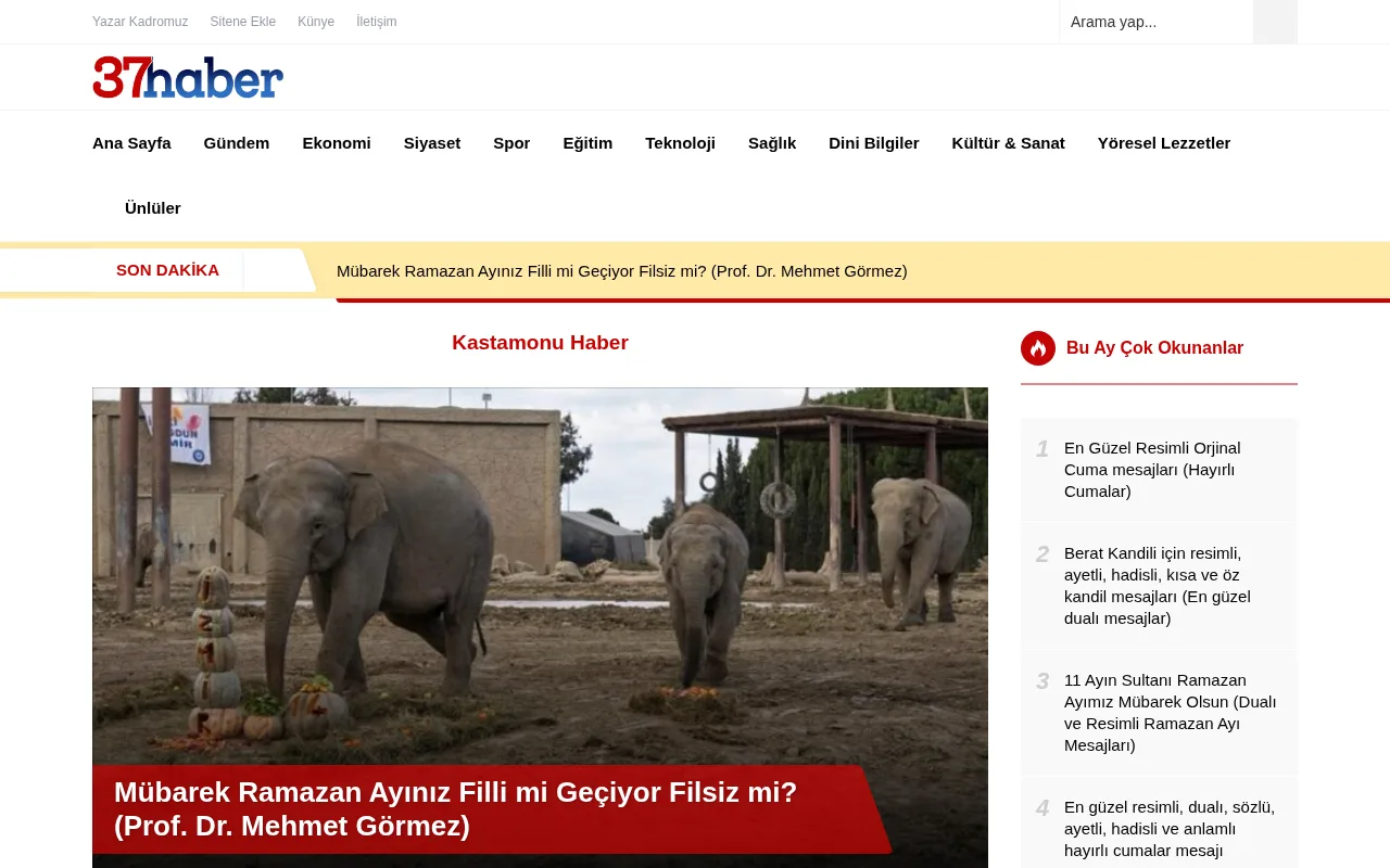 37haber.com web sitesi ekran görüntüsü - Haber - DA 23