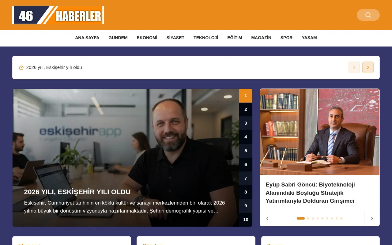 46haberler.com web sitesi ekran görüntüsü - Haber - DA 28