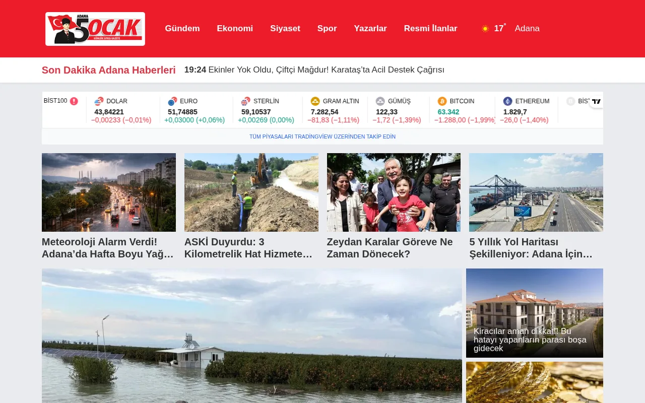 5ocakgazetesi.com web sitesi ekran görüntüsü - Haber