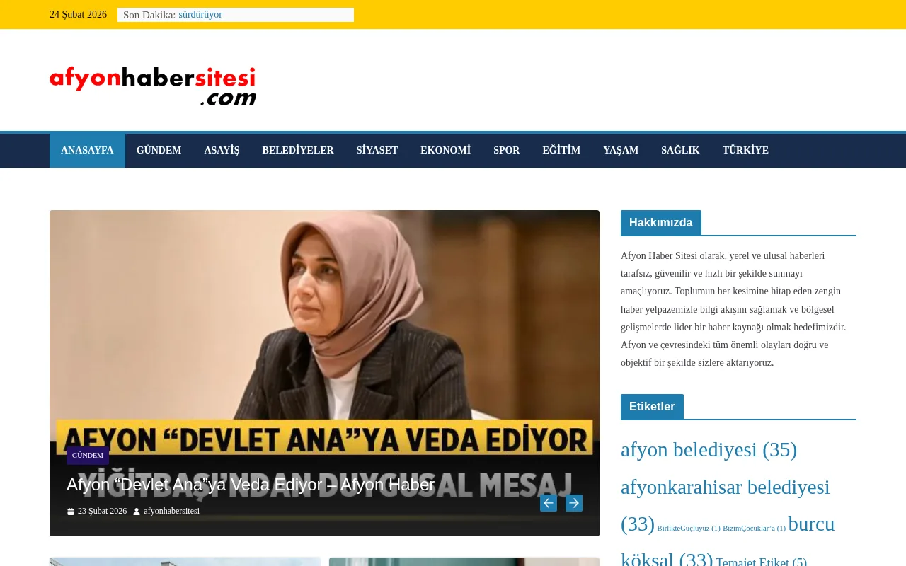 afyonhabersitesi.com web sitesi ekran görüntüsü - Haber