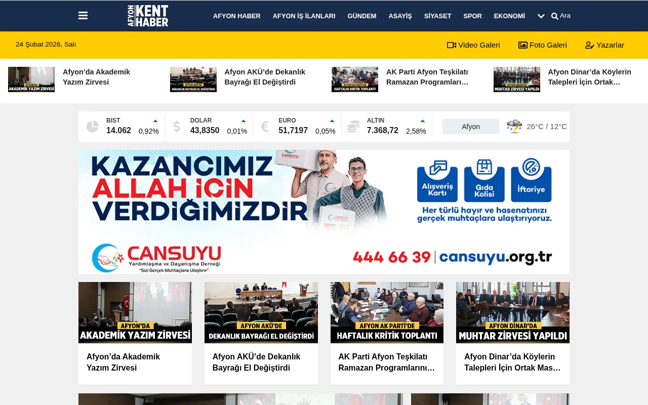 afyonkenthaber.com web sitesi ekran görüntüsü - Haber - DA 55