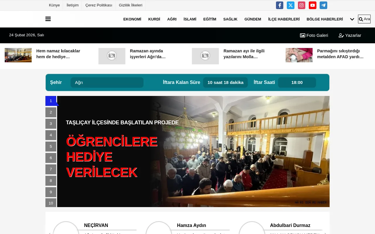 agridogruhaber.com web sitesi ekran görüntüsü - Haber