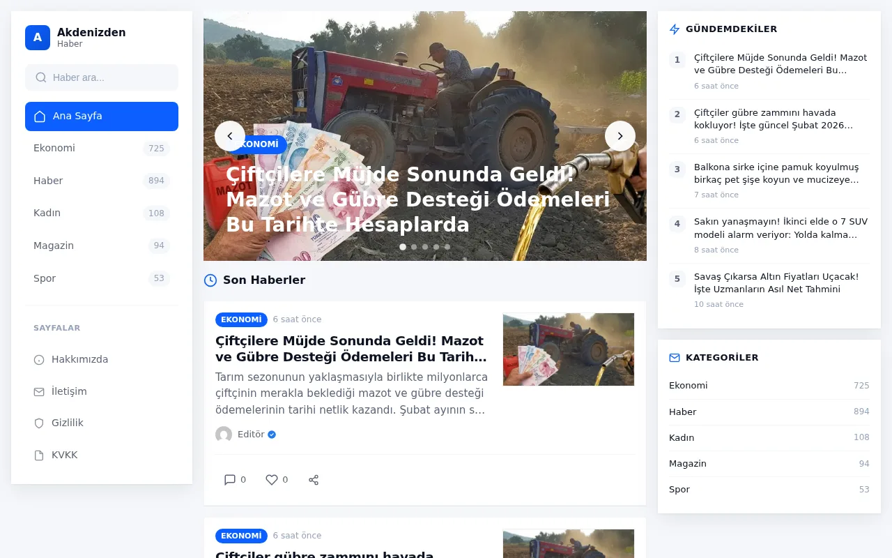 akdenizdenhaber.com web sitesi ekran görüntüsü - Haber