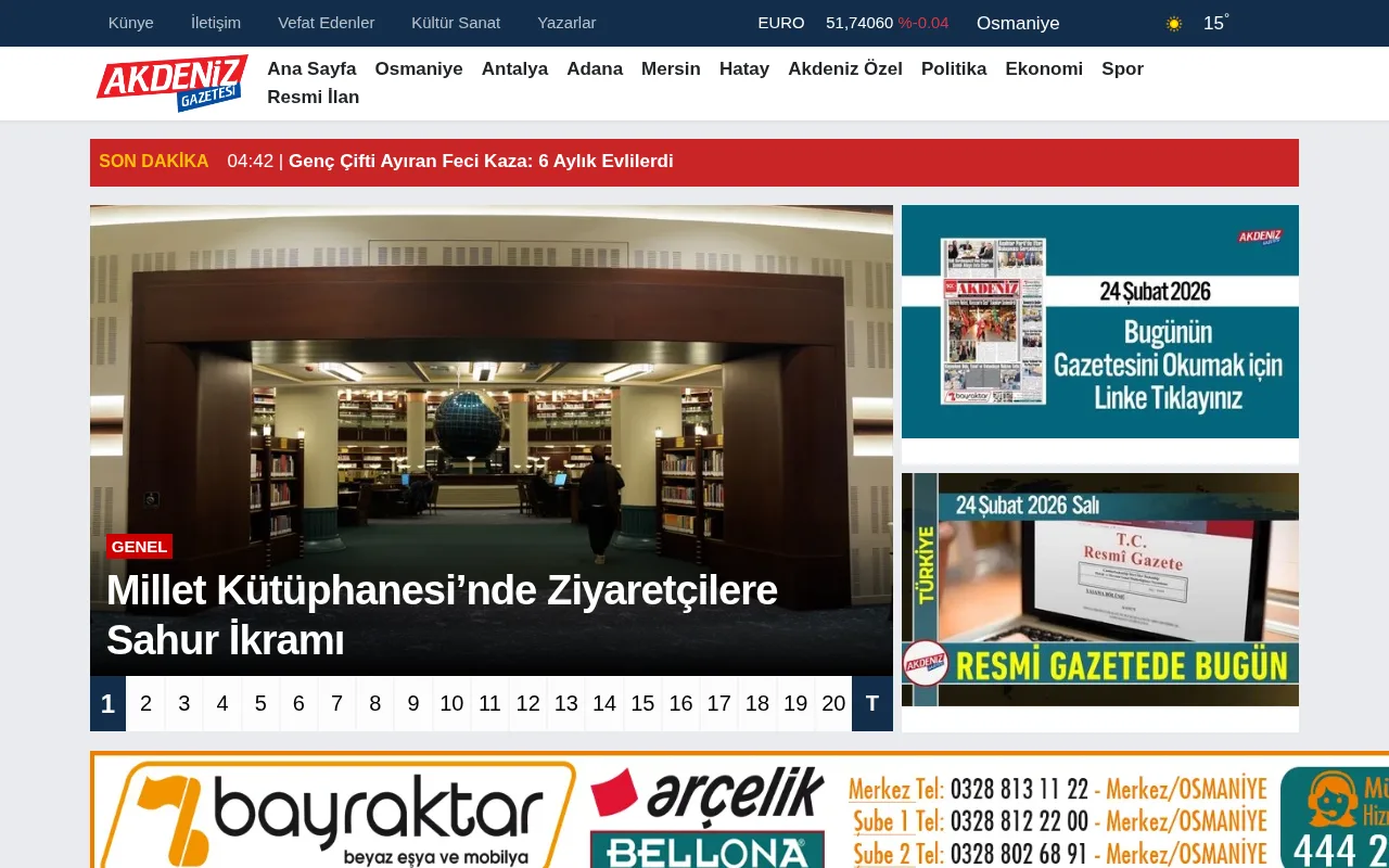 akdenizgazetesi.com web sitesi ekran görüntüsü - Haber