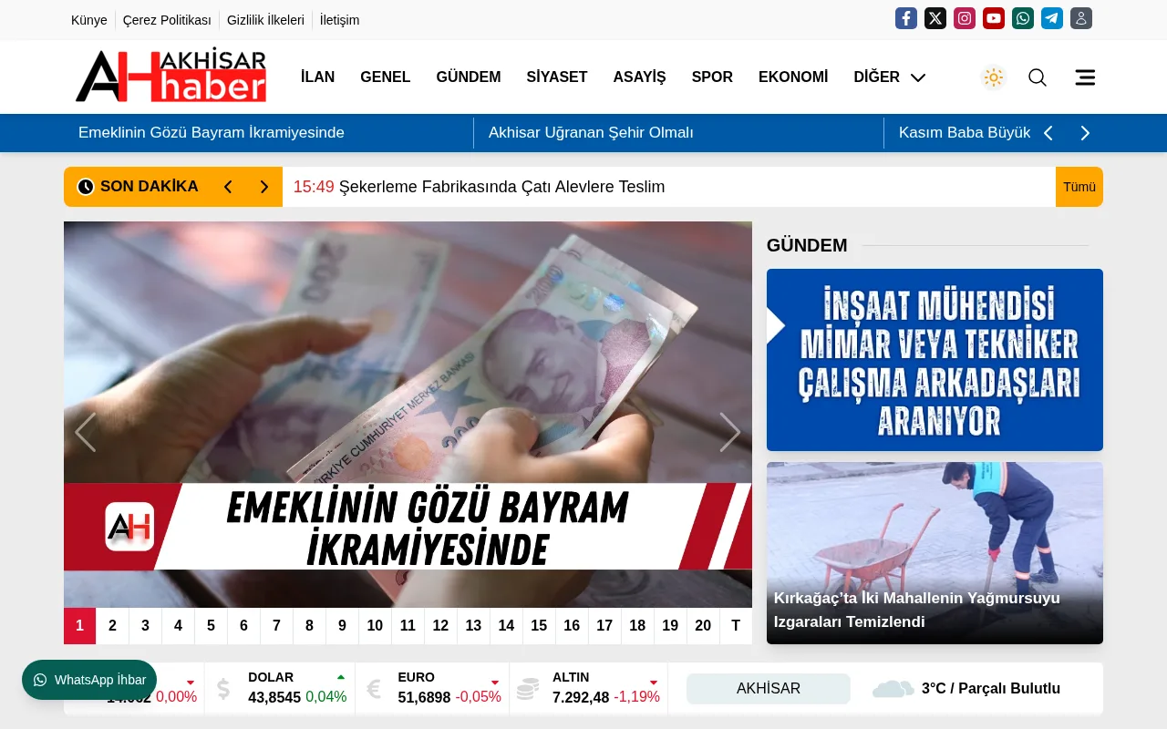 akhisarhaber.net web sitesi ekran görüntüsü - Haber