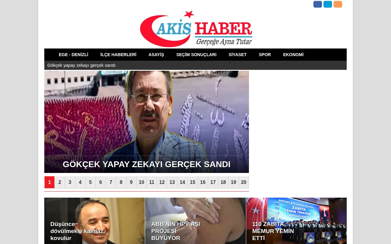 akishaber.com.tr web sitesi ekran görüntüsü - Haber - DA 30