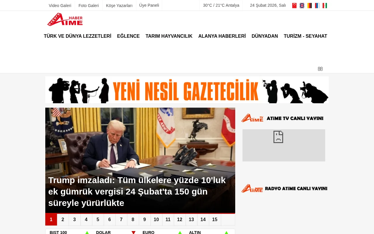 alanyatimehaber.com web sitesi ekran görüntüsü - Haber - DA 20