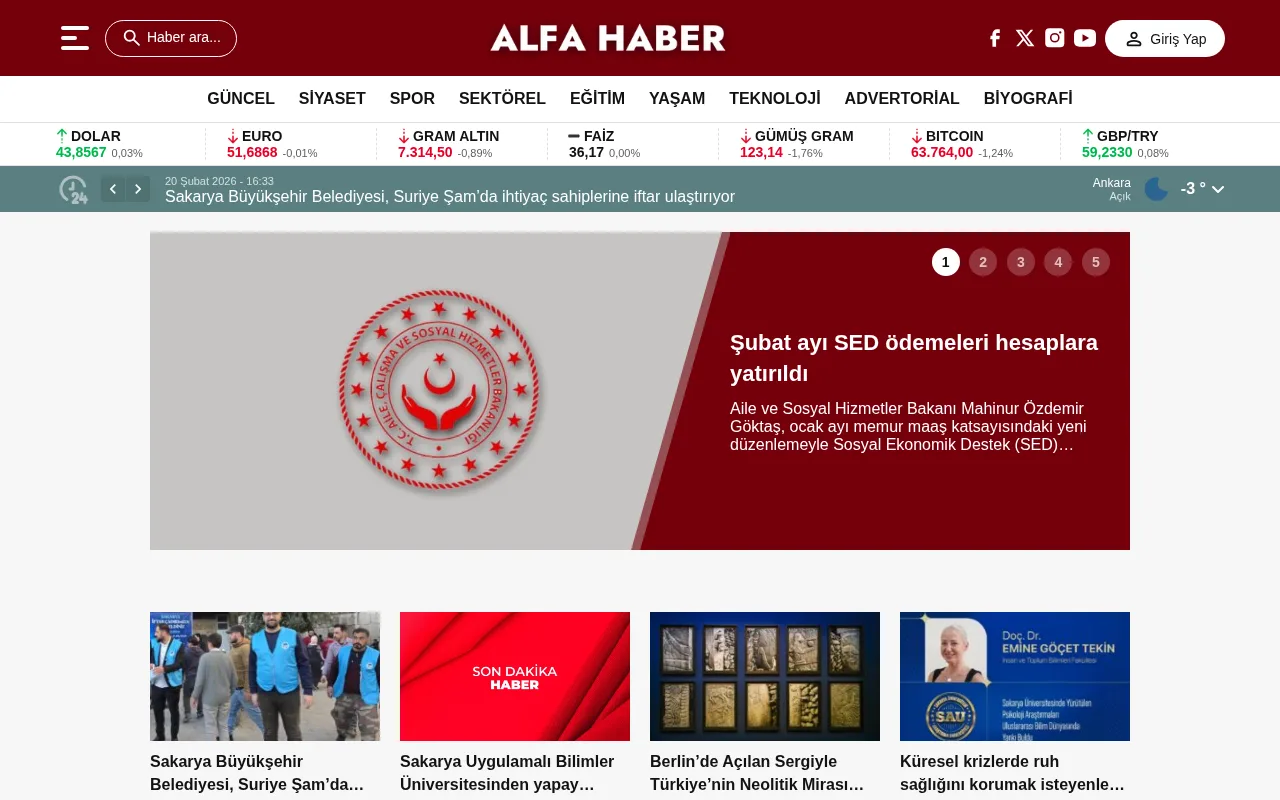 alfahaber.com.tr web sitesi ekran görüntüsü - Haber - DA 22