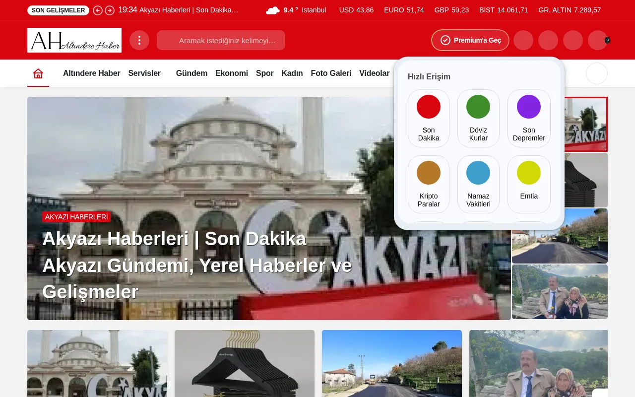 altinderehaber.com web sitesi ekran görüntüsü - Haber - DA 19