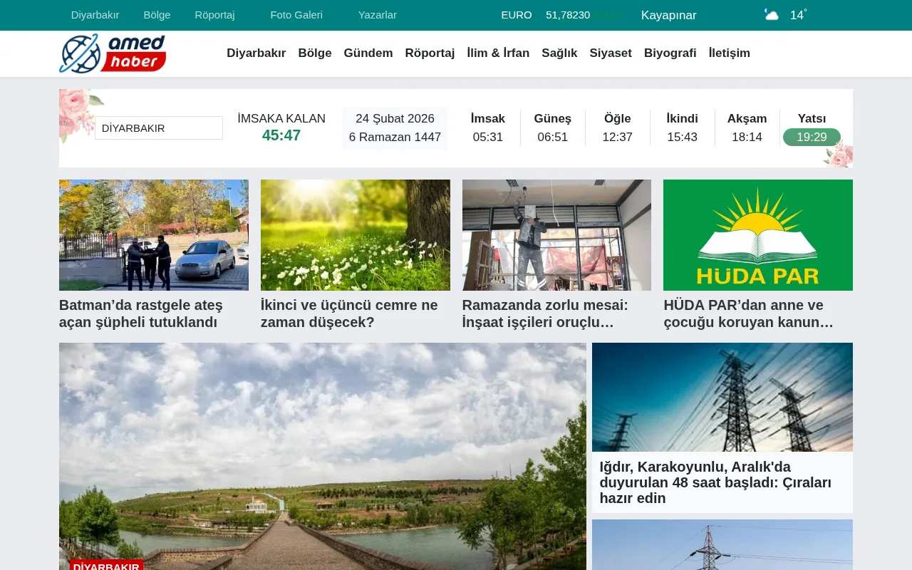 amedhaber.net web sitesi ekran görüntüsü - Haber