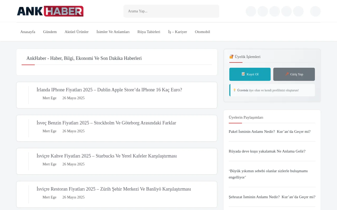 ankhaber.com.tr web sitesi ekran görüntüsü - Haber - DA 27