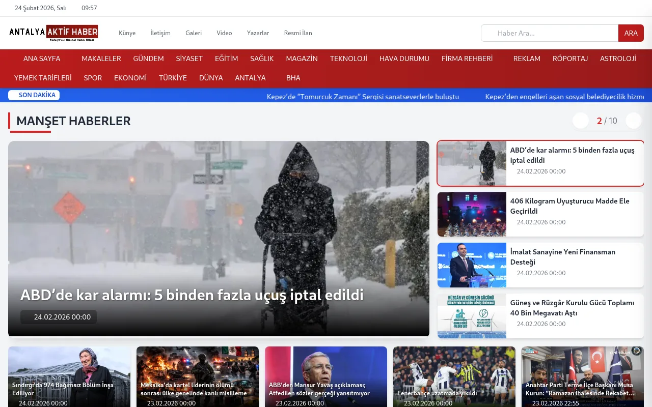 antalyaaktifhaber.com web sitesi ekran görüntüsü - Haber