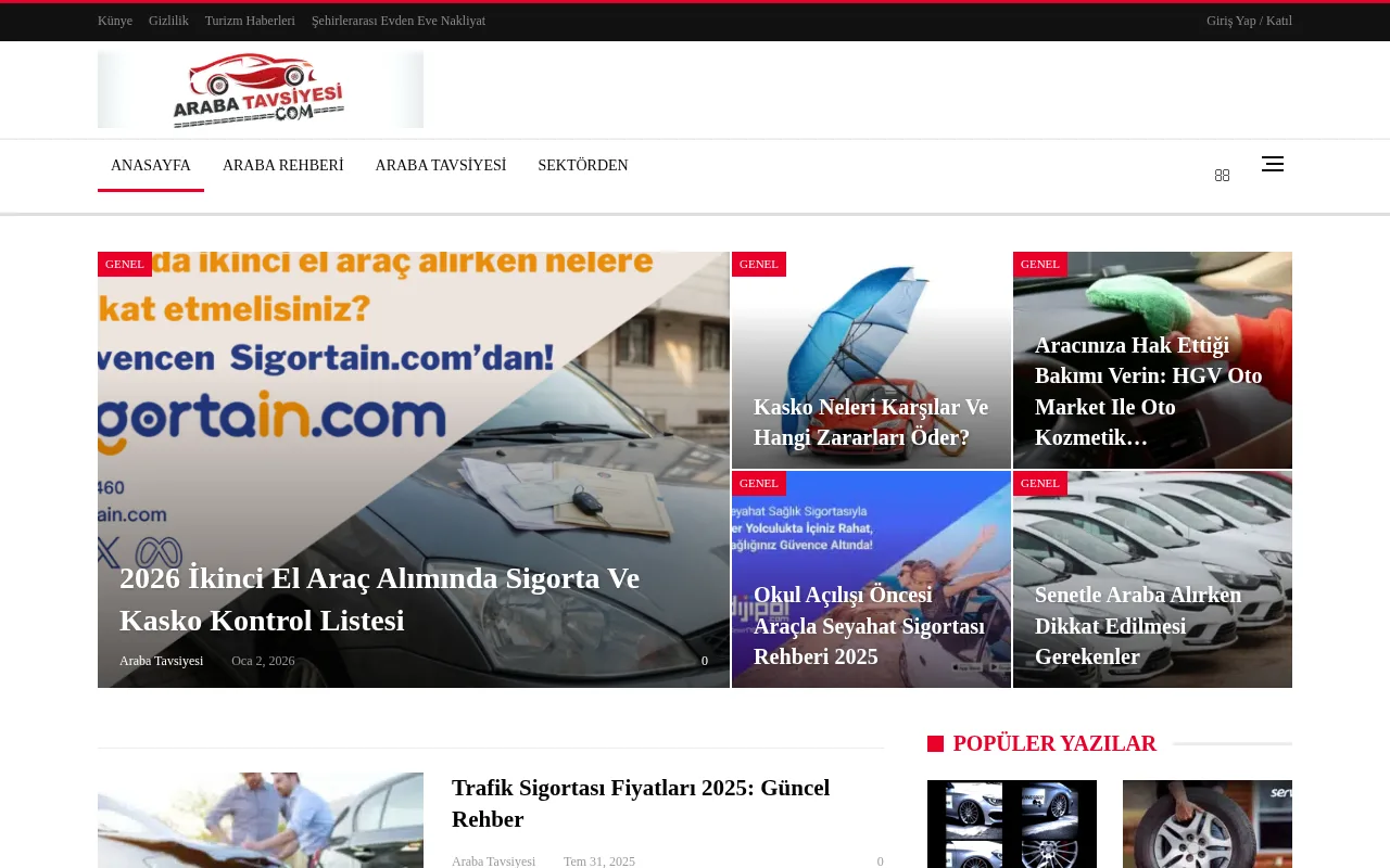 arabatavsiyesi.com web sitesi ekran görüntüsü - Otomotiv