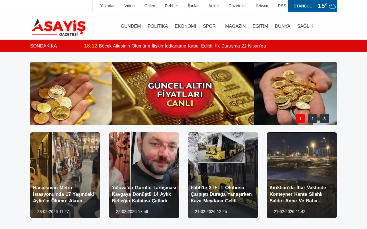 asayisgazetesi.com web sitesi ekran görüntüsü - Haber