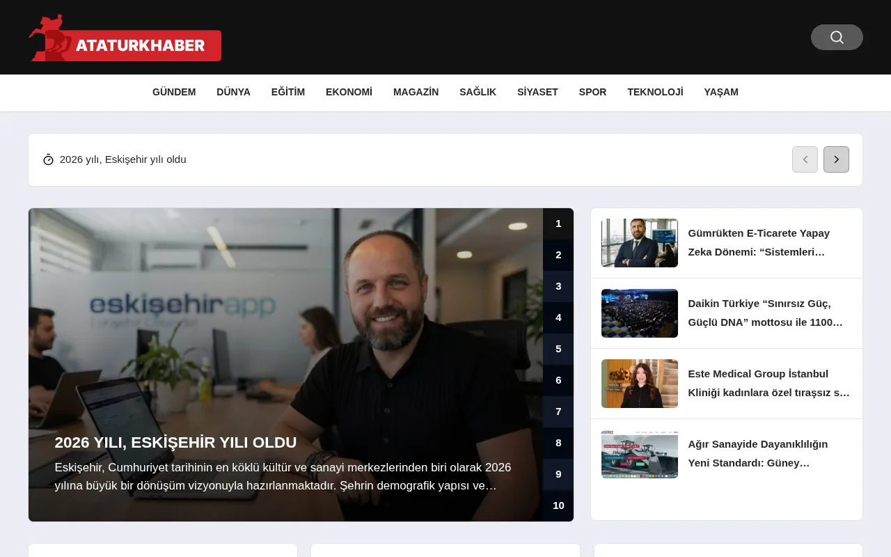 ataturkhaber.com web sitesi ekran görüntüsü - Haber - DA 20