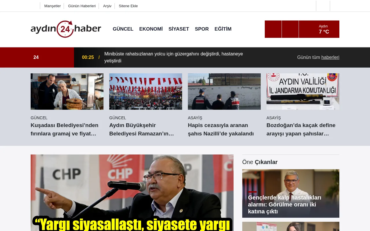 aydin24haber.com web sitesi ekran görüntüsü - Haber - DA 27
