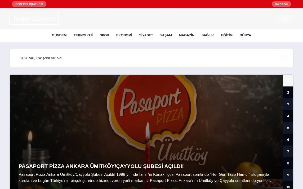 aydingazetesi.net web sitesi ekran görüntüsü - Haber - DA 30