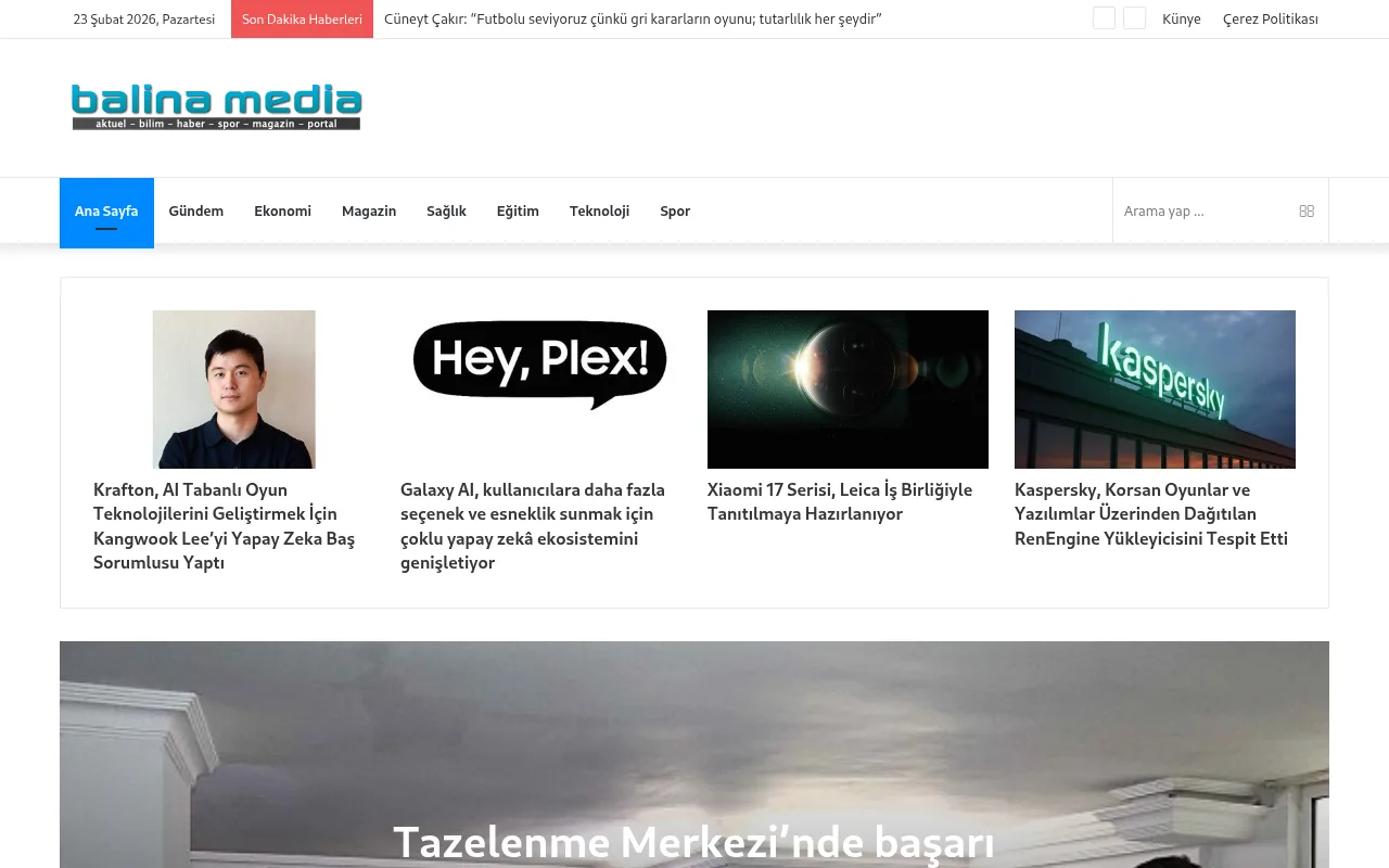 balinamedia.com web sitesi ekran görüntüsü - Haber - DA 54