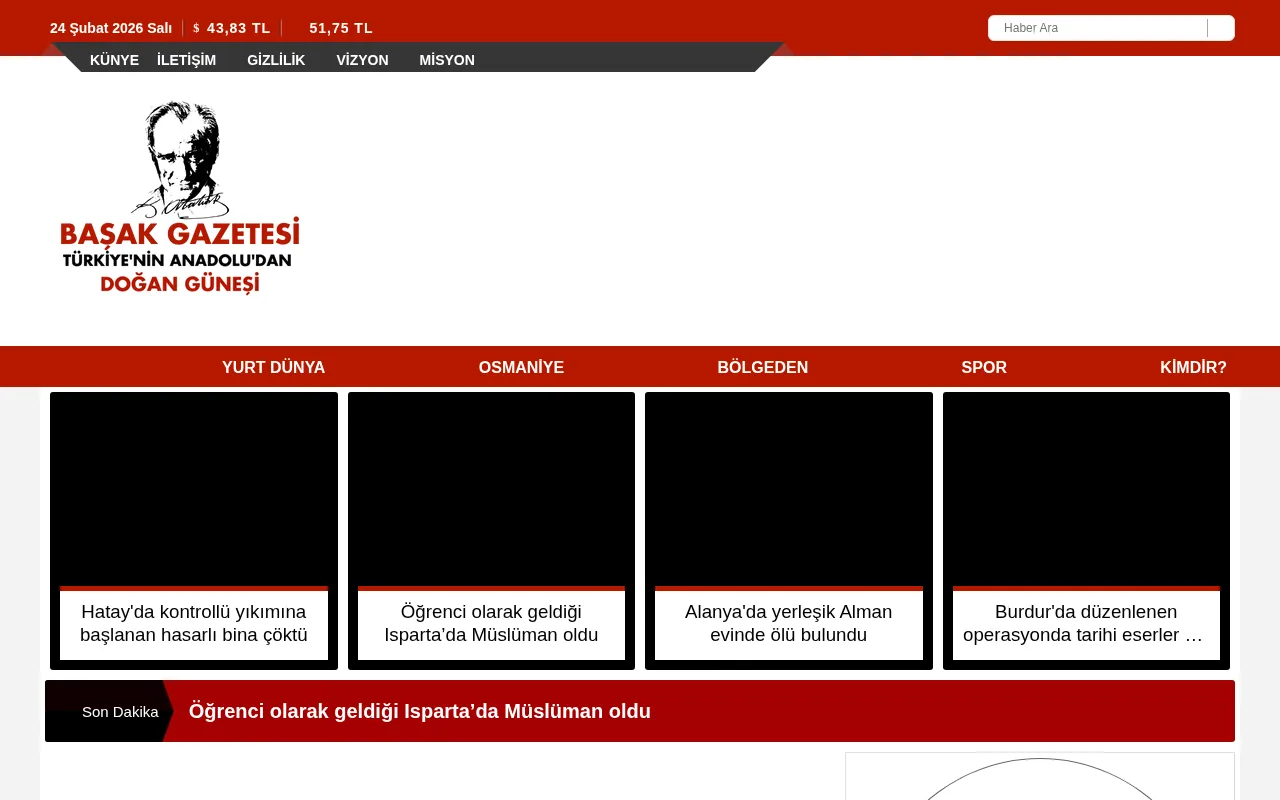 basakgazetesi.com web sitesi ekran görüntüsü - Haber - DA 31