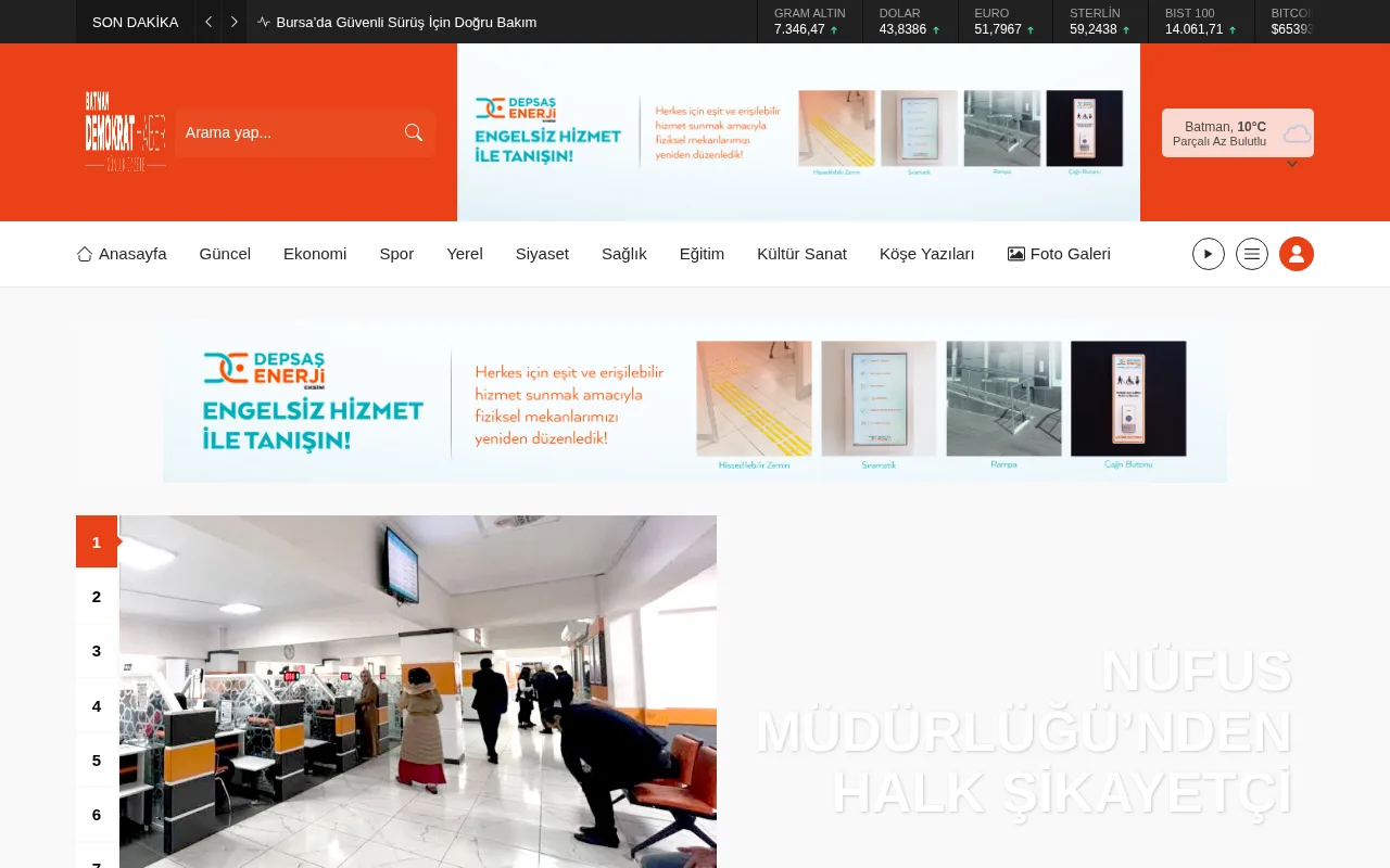 batmandemokrathaber.com web sitesi ekran görüntüsü - Haber - DA 24