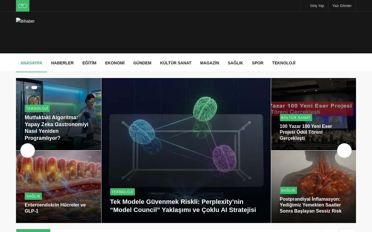 bihaber.net.tr web sitesi ekran görüntüsü - Haber
