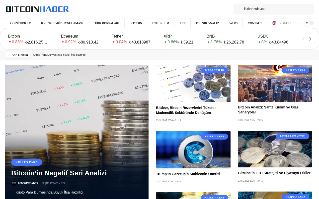 bitcoinhaber.net web sitesi ekran görüntüsü - Haber