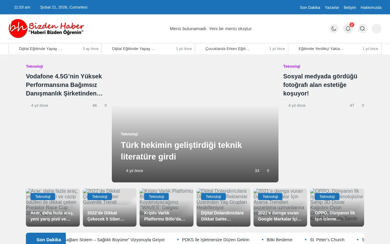 bizdenhaber.com web sitesi ekran görüntüsü - Haber - DA 37