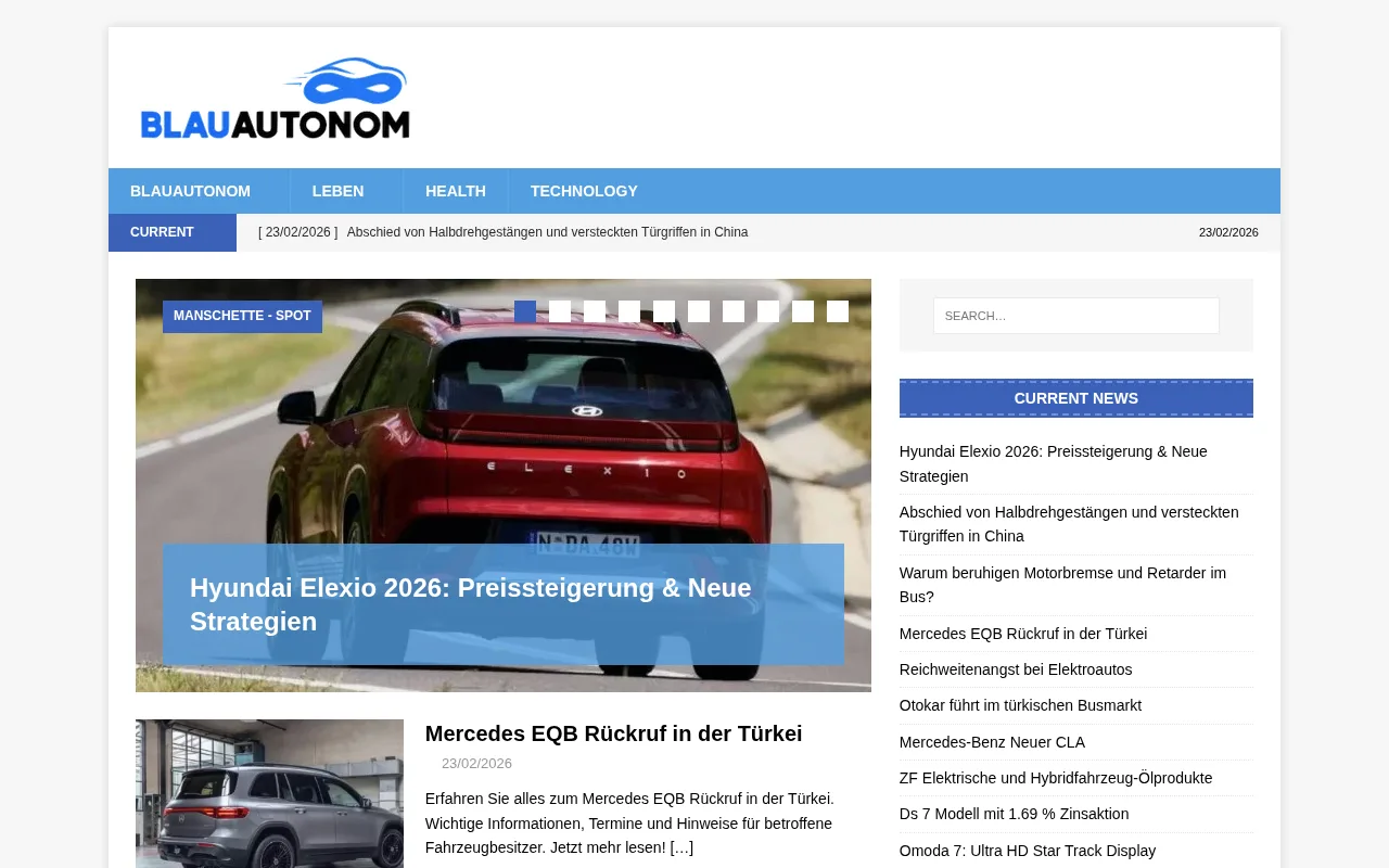 blauautonom.com web sitesi ekran görüntüsü - Otomotiv