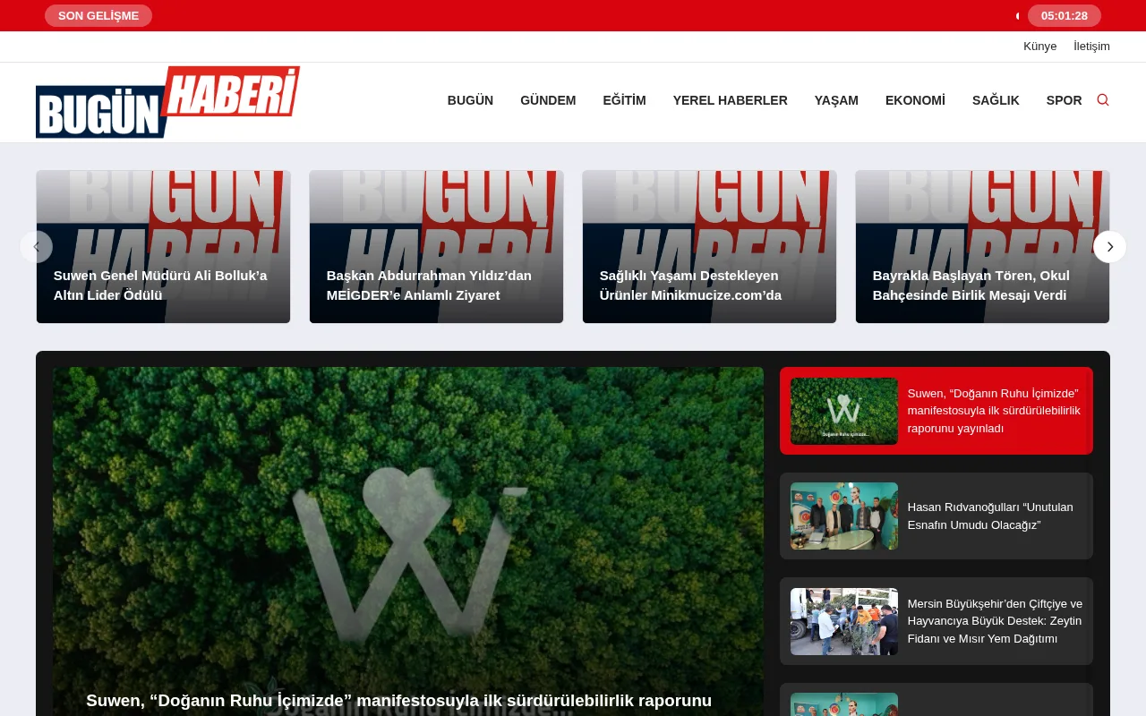 bugunhaberi.com web sitesi ekran görüntüsü - Haber - DA 31