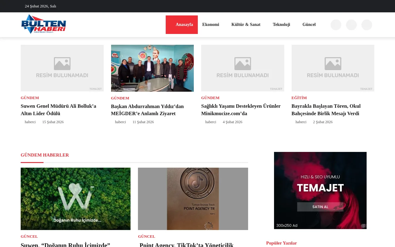 bultenhaberi.com web sitesi ekran görüntüsü - Haber - DA 27