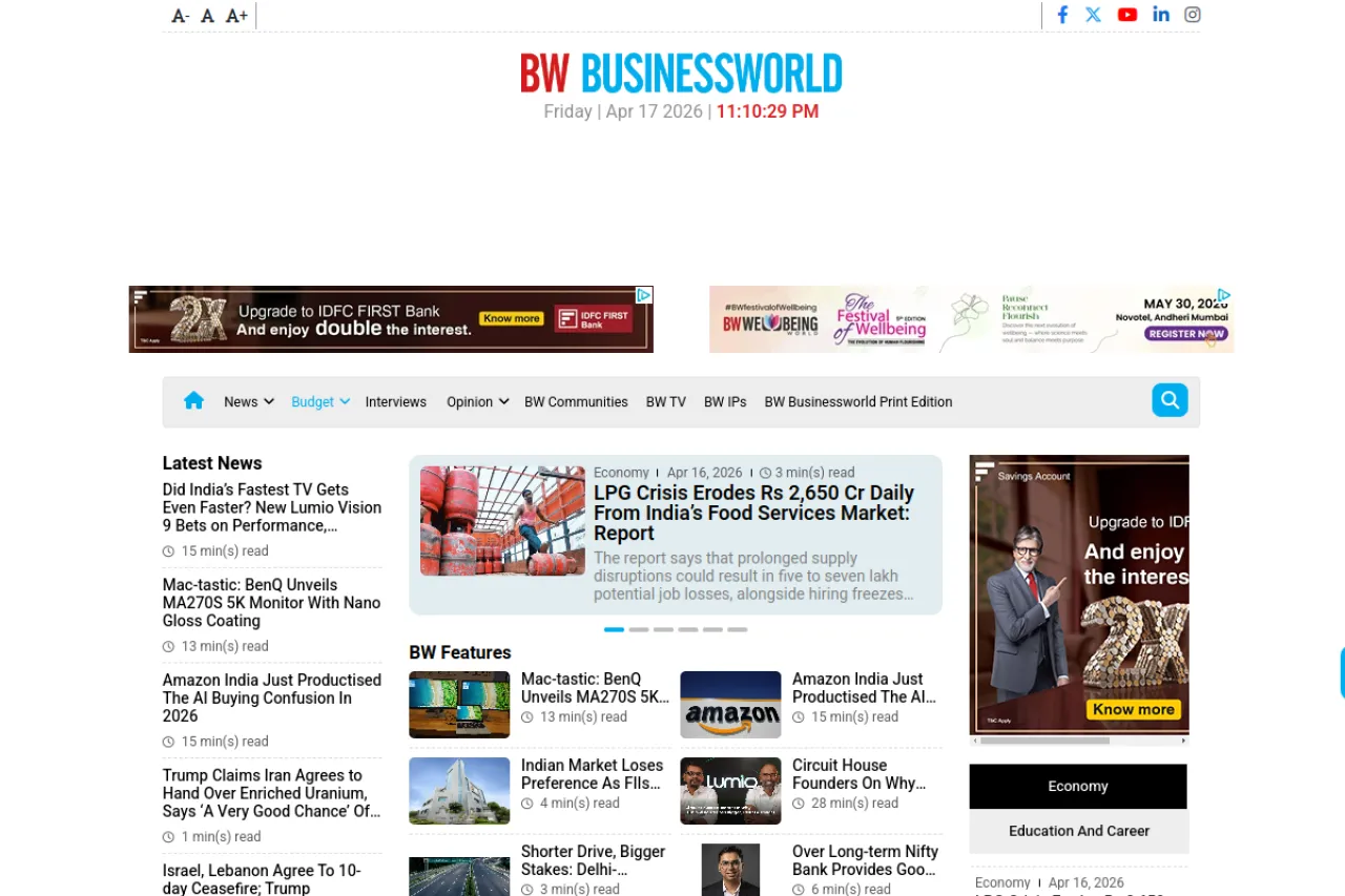 businessworld.in web sitesi ekran görüntüsü - Teknoloji - DA 75