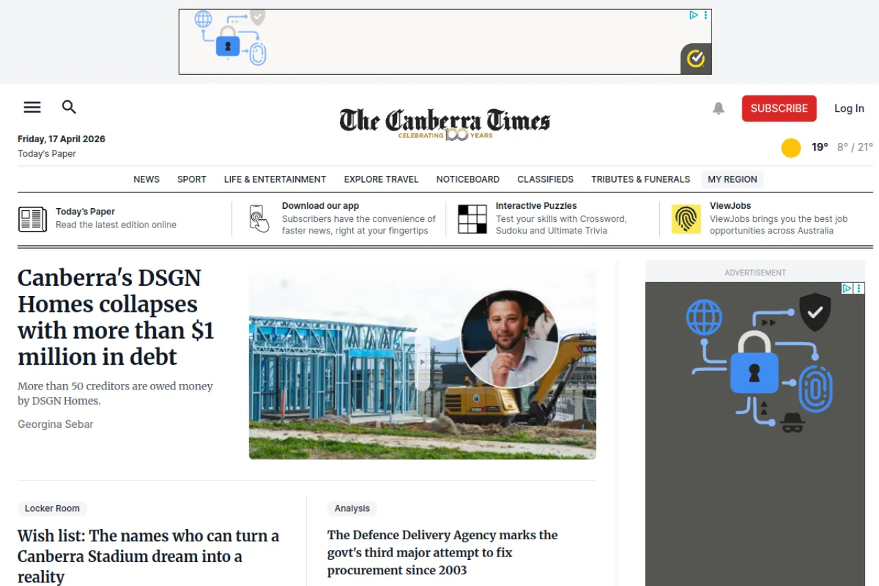 canberratimes.com.au web sitesi ekran görüntüsü - Teknoloji - DA 86