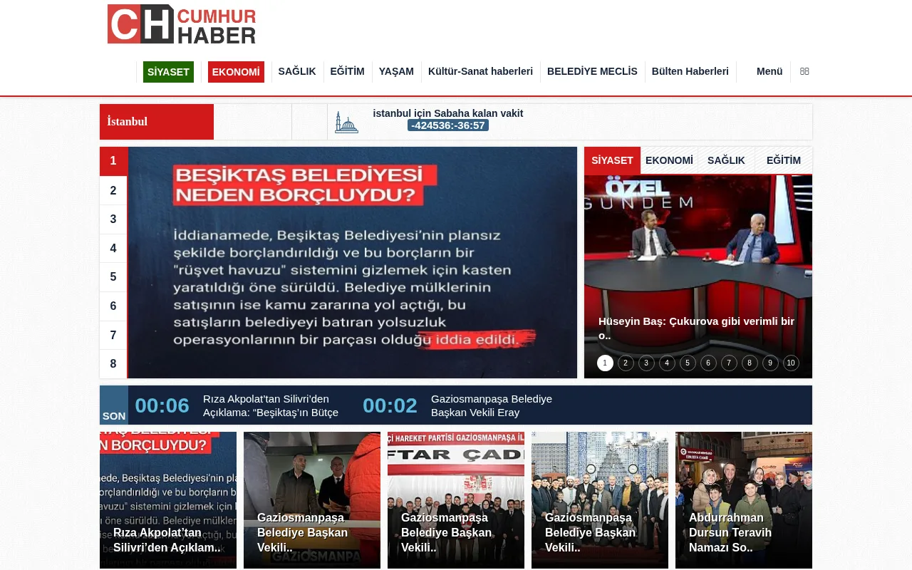 cumhurhaber.com web sitesi ekran görüntüsü - Haber - DA 27