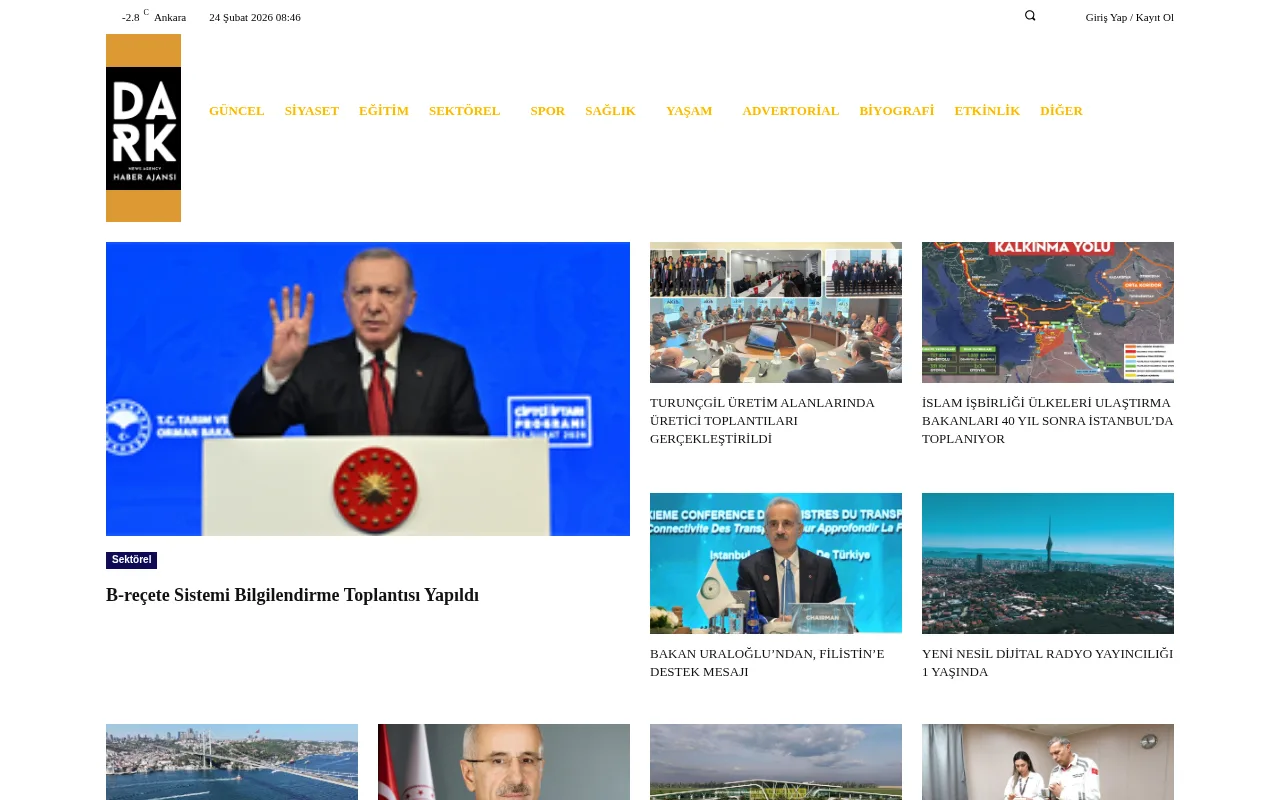 darkhaberajansi.com.tr web sitesi ekran görüntüsü - Haber - DA 34