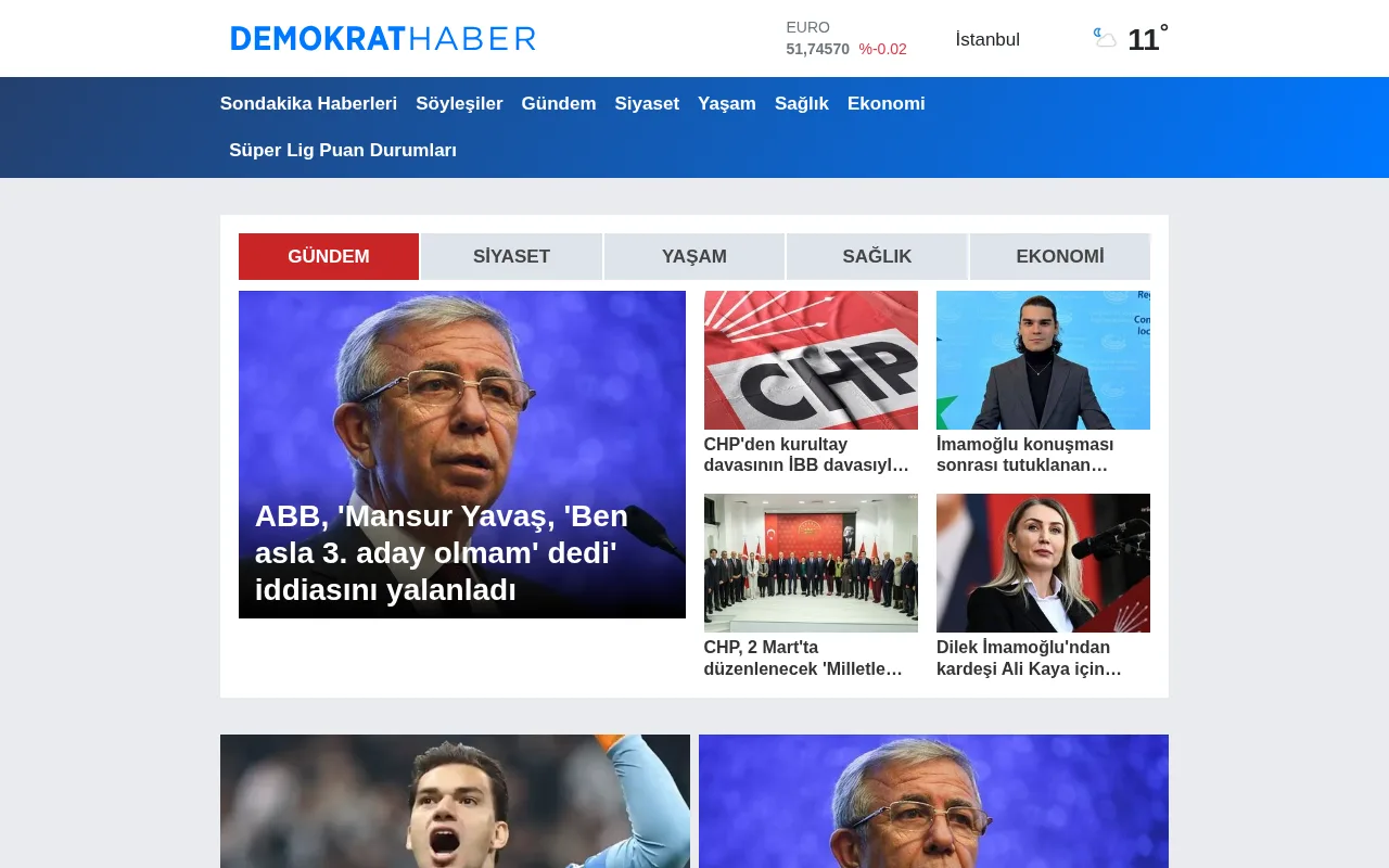 demokrathaber.org web sitesi ekran görüntüsü - Haber - DA 42