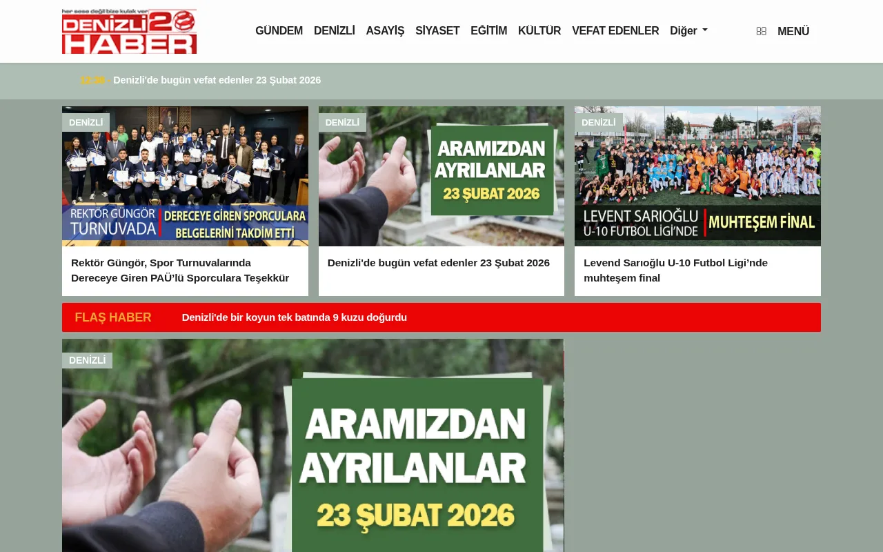 denizli20haber.com web sitesi ekran görüntüsü - Haber