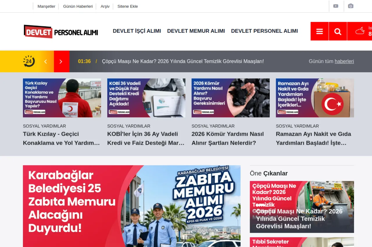 devletpersonelalimi.com web sitesi ekran görüntüsü - Haber - DA 42