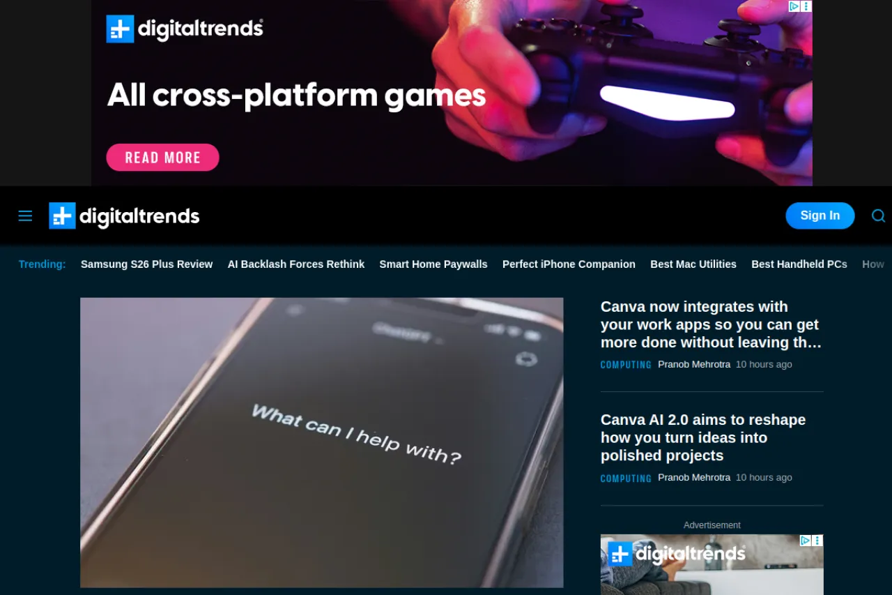 digitaltrends.com web sitesi ekran görüntüsü - Teknoloji - DA 91