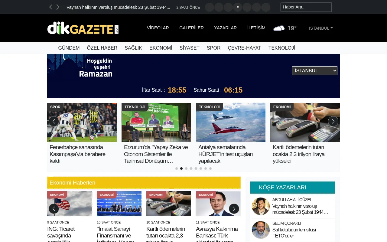 dikgazete.com web sitesi ekran görüntüsü - Haber - DA 38