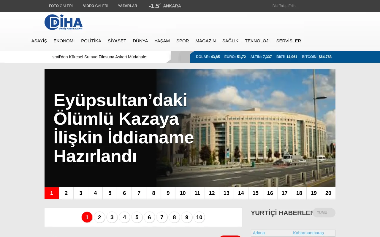 dirilishaberajansi.com.tr web sitesi ekran görüntüsü - Haber