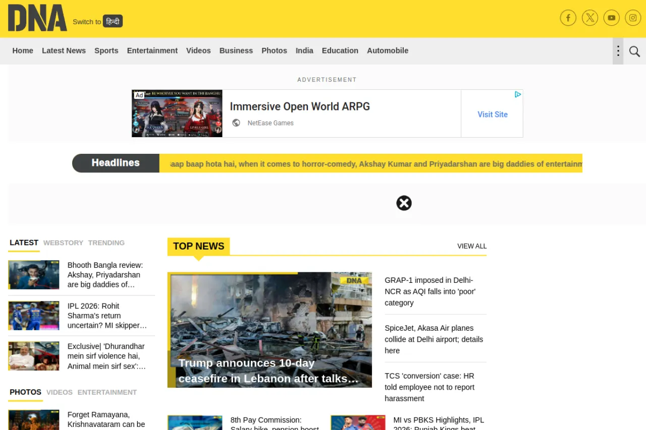 dnaindia.com web sitesi ekran görüntüsü - Teknoloji - DA 90