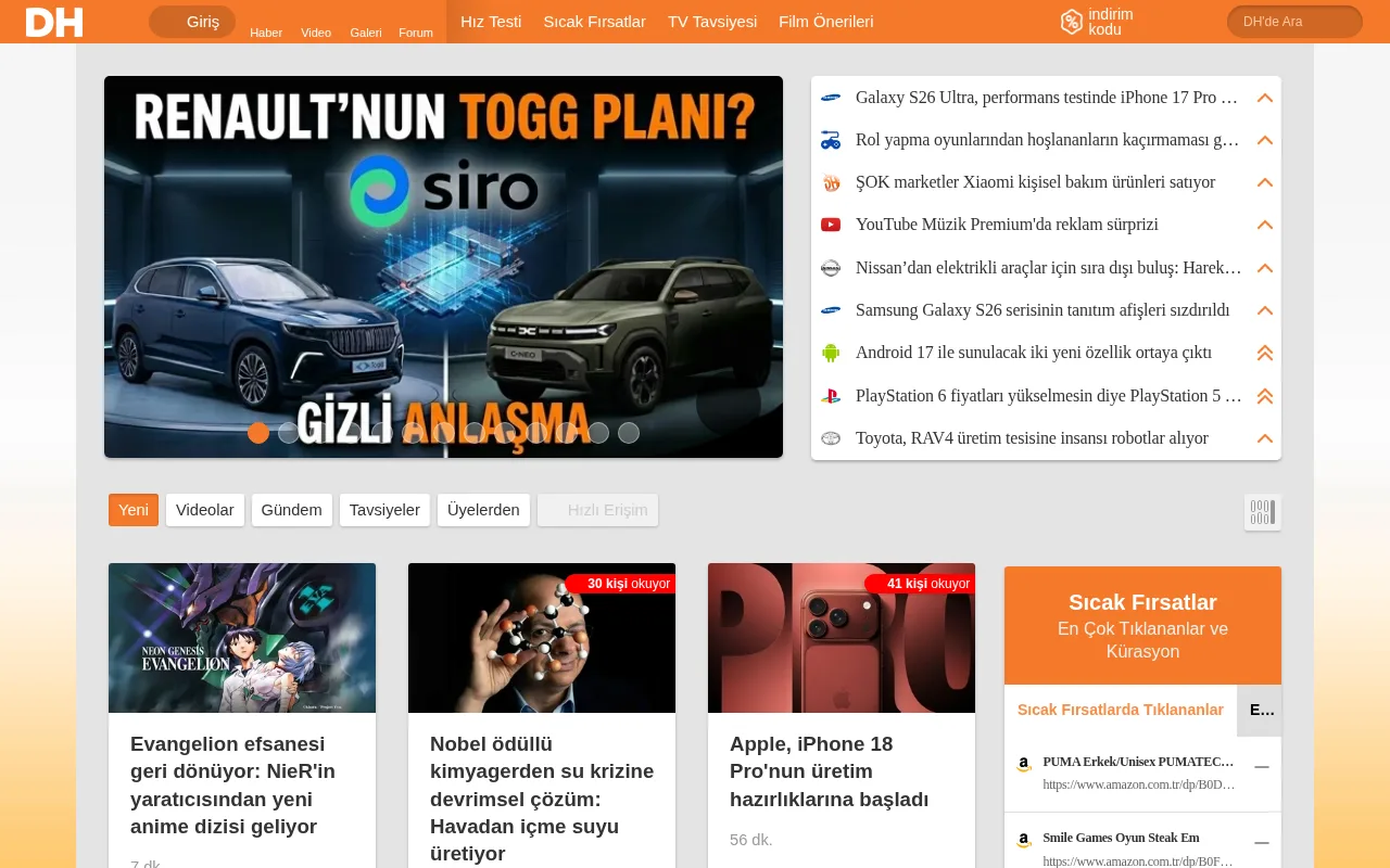 donanimhaber.com web sitesi ekran görüntüsü - Haber - DA 67