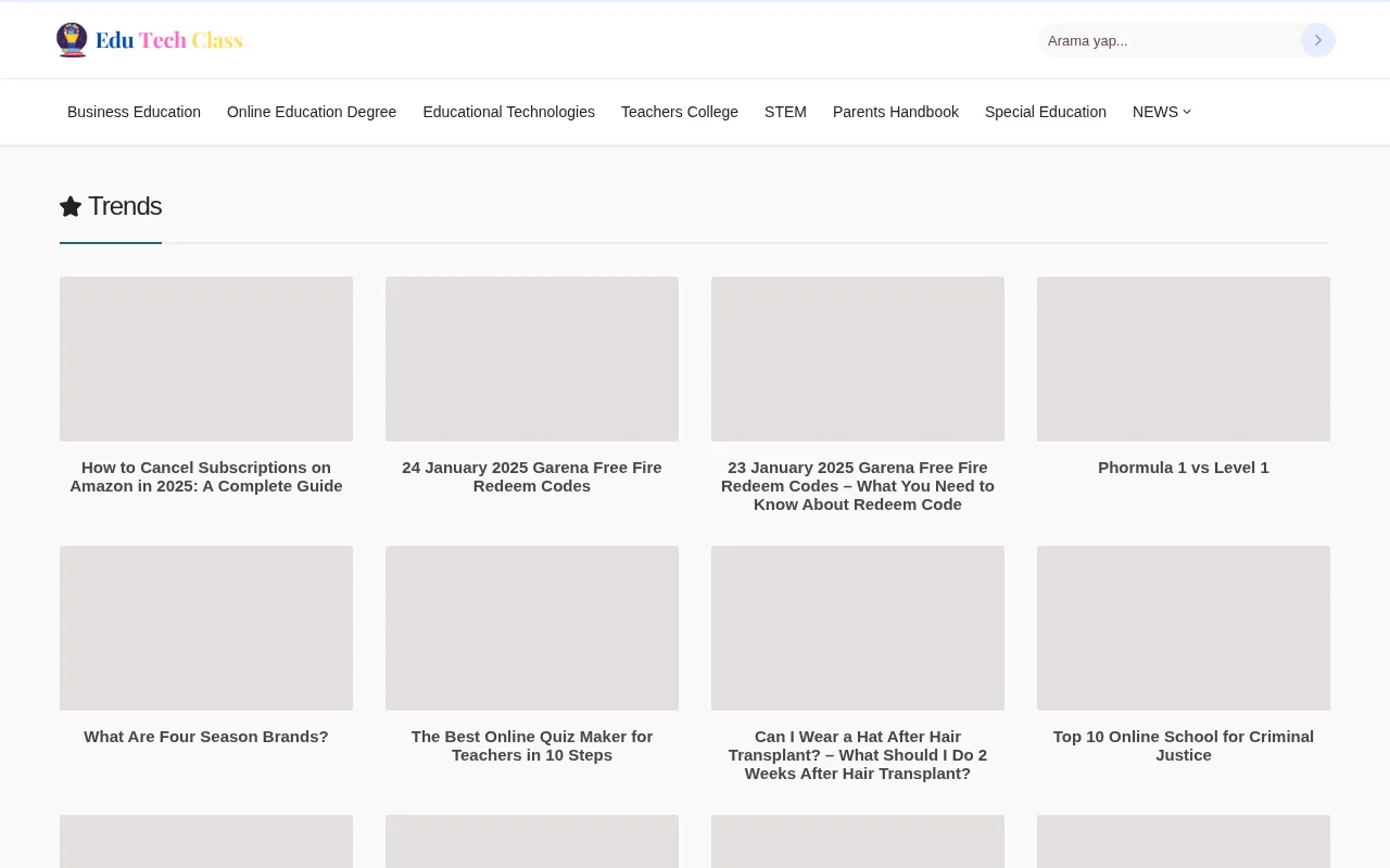 edutechclass.com web sitesi ekran görüntüsü - Teknoloji