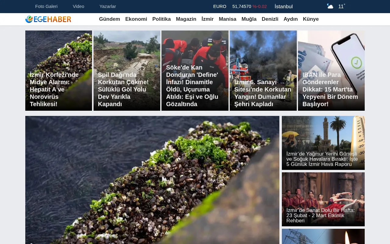 egehaber.com web sitesi ekran görüntüsü - Haber - DA 40