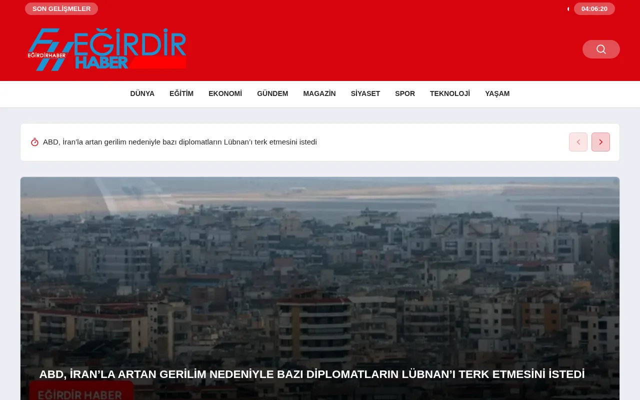 egirdirhaber.com web sitesi ekran görüntüsü - Haber - DA 27