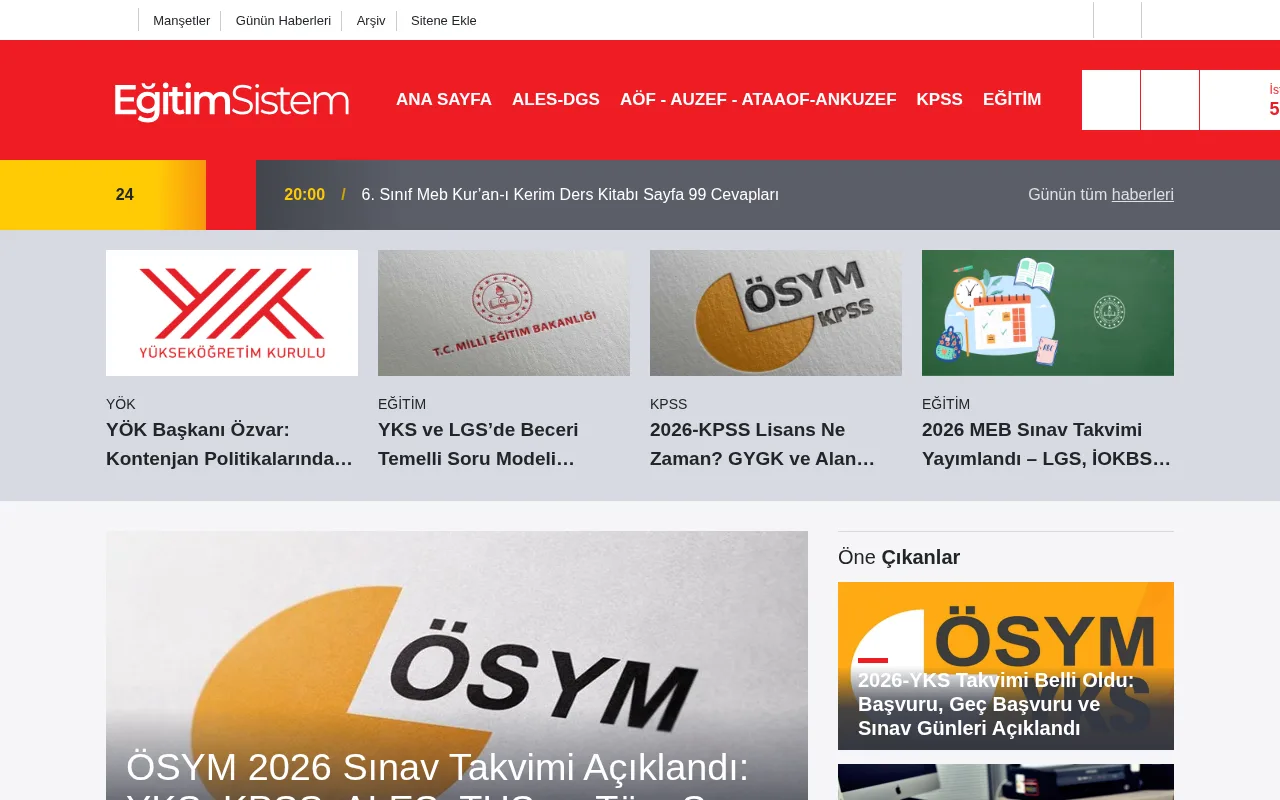 egitimsistem.com web sitesi ekran görüntüsü - Eğitim - DA 26