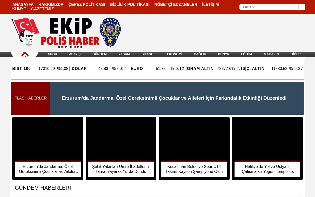 ekippolishaber.com web sitesi ekran görüntüsü - Haber
