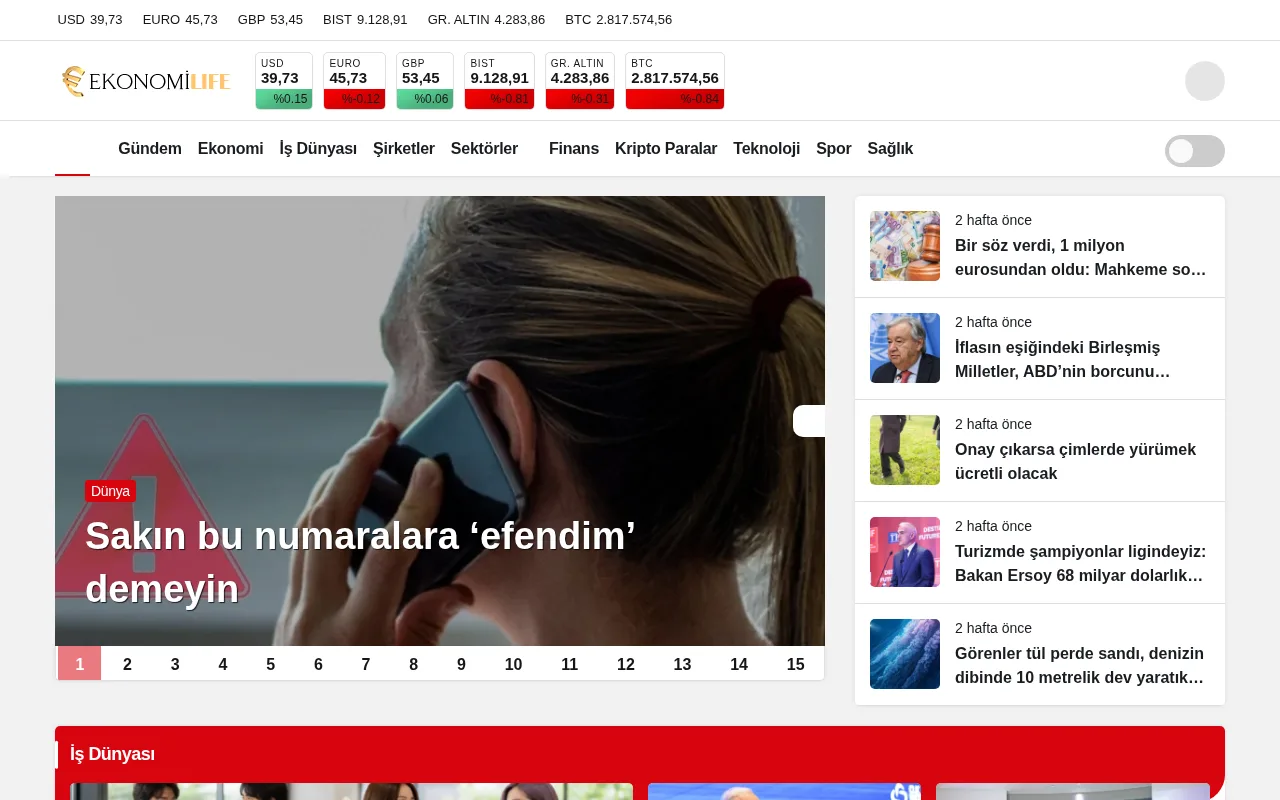 ekonomilife.com web sitesi ekran görüntüsü - Ekonomi