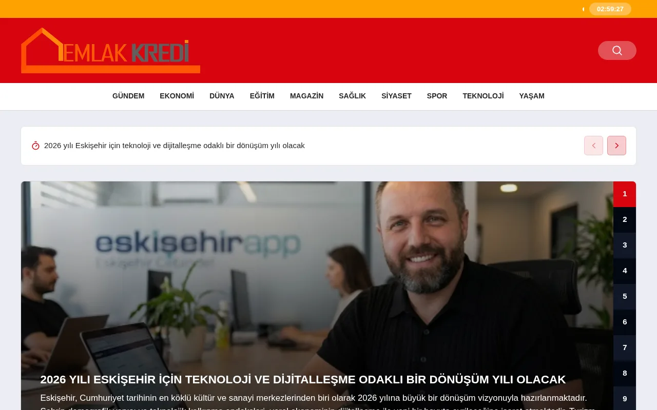 emlakredi.com web sitesi ekran görüntüsü - DA 30
